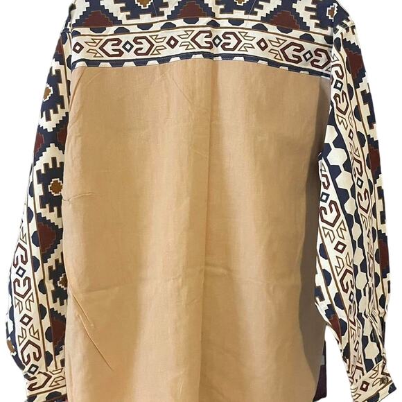 Vintage 80s Aztec Patterned Western Tribal Button Up Long Sleeve Shirt Adult Med - Picture 3 of 3